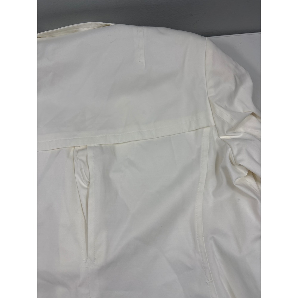 Fleet Street White Double Breasted Trench Coat Cotton Blend Jacket XL - Picture 8 of 9